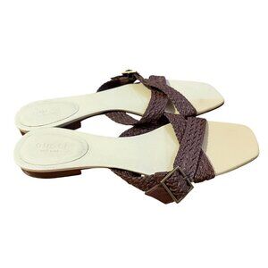 Brown Vintage Leather Gucci Sandals Size 37.5/7